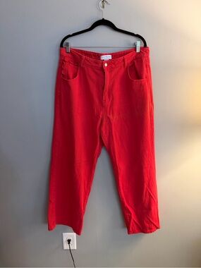 Never Fully Dressed Red High-Waist Straight-Leg Pants